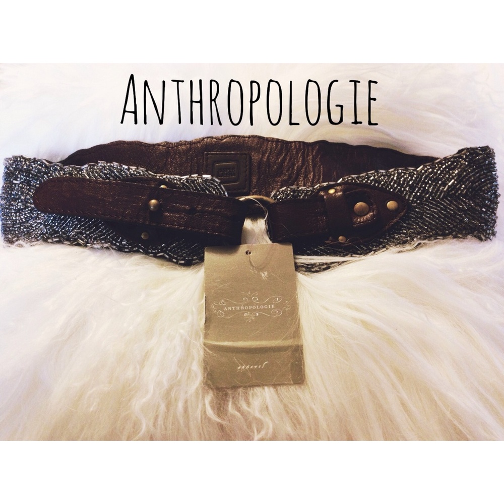 Metallic beaded belt by Anthropologie